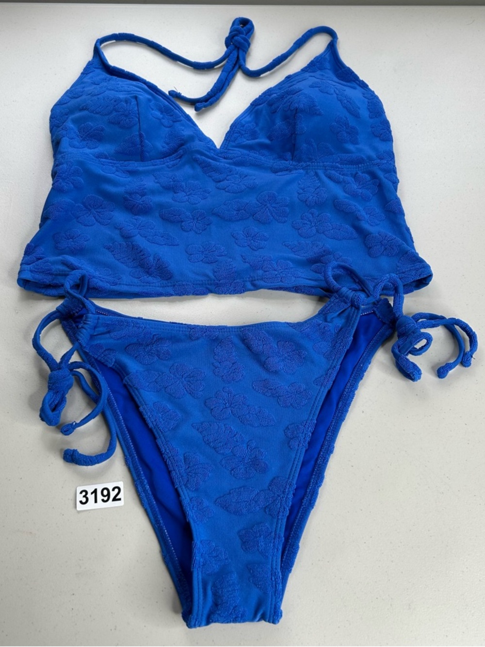 Samiol Tankini Bikini Set Blue XL Tropical Floral Swimwear